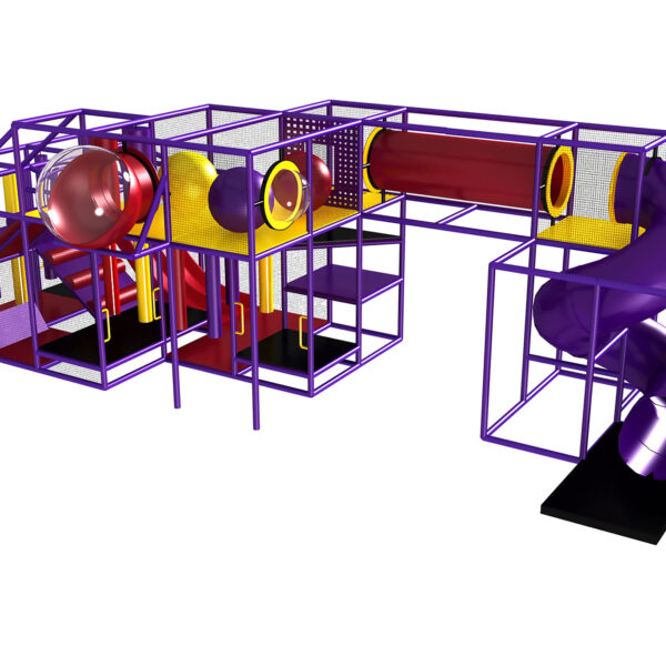 Compre o equipamento de recreação infantil GPS387 – (dimensões do equipamento de recreação infantil) 3,35 m de altura x 3,66 m de largura x 11 m de comprimento.