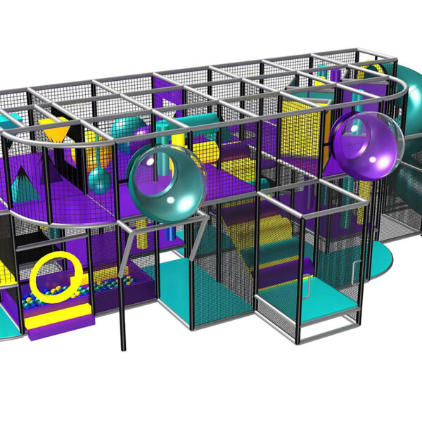 Compre o equipamento de recreação infantil GPS174 – (dimensões do equipamento de recreação infantil) 3,35 m de altura x 4,88 m de largura x 11,02 m de comprimento.