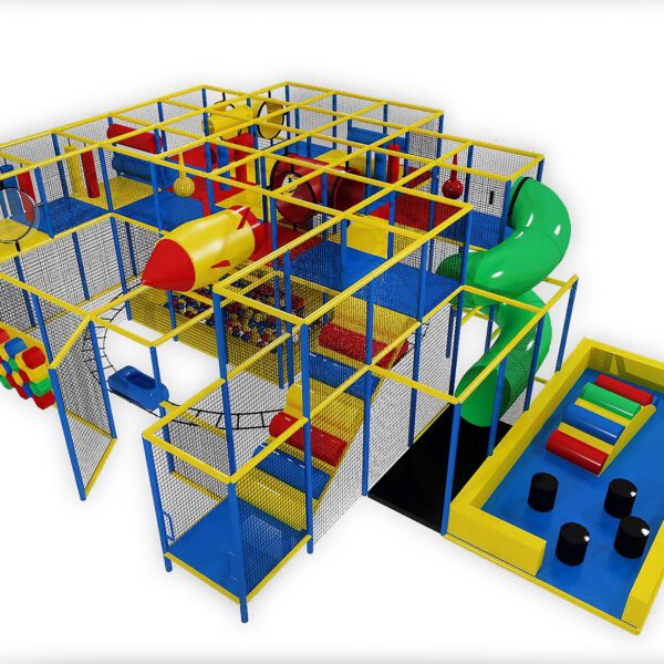 Compre o equipamento de recreação para ambientes internos GPS26 – (dimensões do equipamento de recreação para ambientes internos) 3,35 m de altura x 11 m de largura x 8,5 m de profundidade.