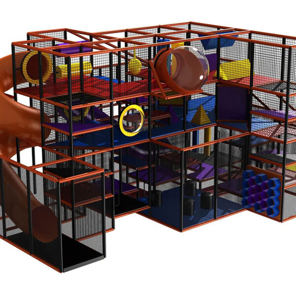 Compre o equipamento de recreação infantil GPS278 – (dimensões do equipamento de recreação infantil) 4,5 metros de altura x 6 metros de largura x 8,5 metros de comprimento.