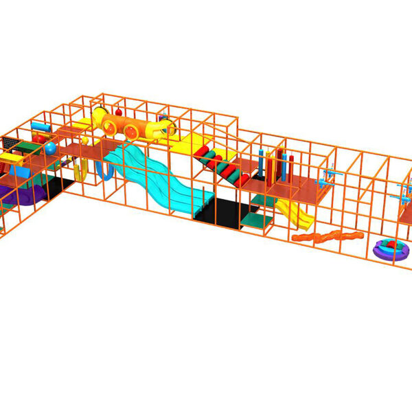 Compre o equipamento de recreação infantil GPS487 – (dimensões do equipamento de recreação infantil) 4,5 metros de altura x 8,5 metros de largura x 22 metros de comprimento.