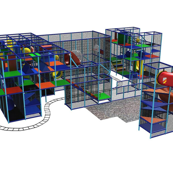 Compre o equipamento de recreação infantil GPS148 – (dimensões do equipamento de recreação infantil) 4,5 metros de altura x 17,7 metros de largura x 18,3 metros de comprimento.