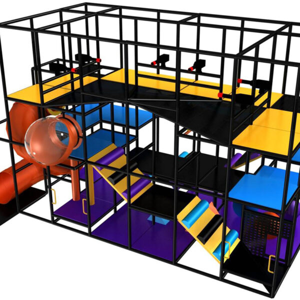 Compre o equipamento de recreação infantil GPS537 – (dimensões do equipamento de recreação infantil) 5,2 m de altura x 3,7 m de largura x 8,5 m de comprimento.