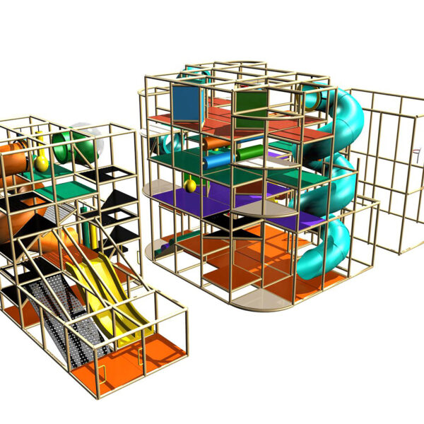 Compre o equipamento de recreação infantil GPS485 – (dimensões do equipamento de recreação infantil) 5,8 m de altura x 7,3 m de largura x 9,8 m de comprimento.