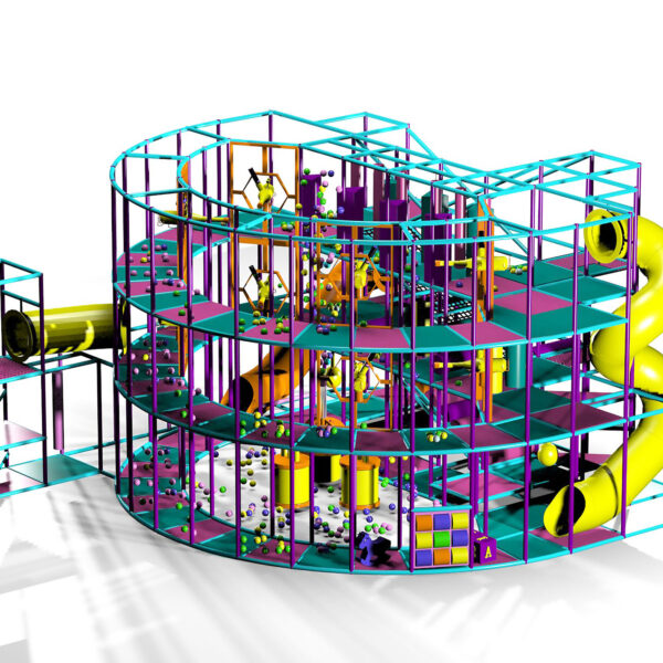 Compre o equipamento de recreação infantil GPS408 – (dimensões do equipamento de recreação infantil) 5,8 m de altura x 9,7 m de largura x 9,7 m.