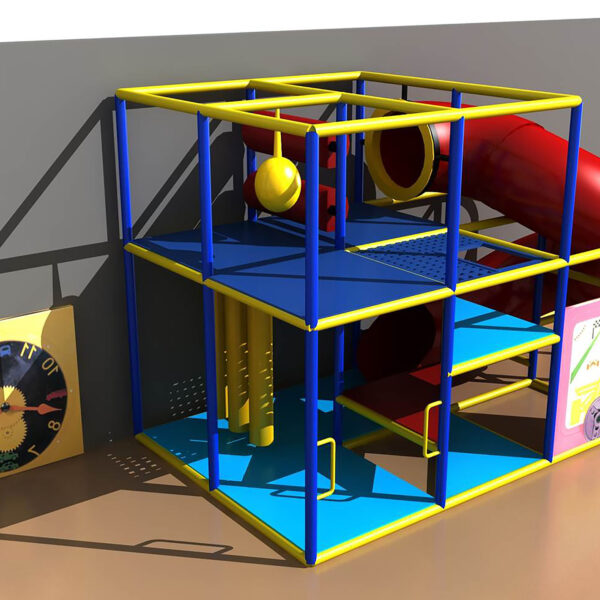 Compre o equipamento de recreação para ambientes internos GPS243 – (dimensões do equipamento de recreação para ambientes internos) 2,7 m de altura x 2,4 m de largura x 4,9 m de comprimento.