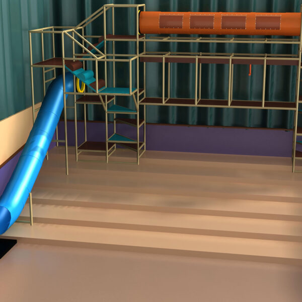 Compre o equipamento de recreação infantil GPS504 – (dimensões do equipamento de recreação infantil) 5,8 m de altura x 11 m de largura x 7,3 m de profundidade.