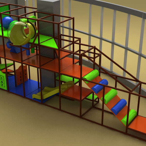 Parque infantil interior GPS925 – (Tamaño del sistema de juego interior) – 15 pies de alto x 36 pies de ancho x 10 pies.