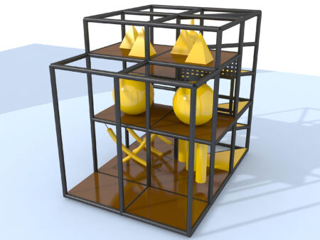 Parque de juegos interior GPS951 - (Tamaño del sistema de juego interior) - 10 pies de alto x 8 pies de ancho x 8 pies.