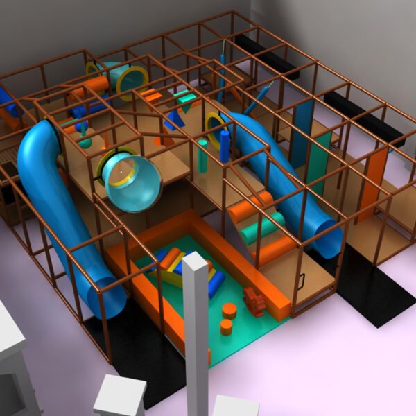 Parque infantil interior GPS952 – (Tamaño del sistema de juego interior) – 10 pies de alto x 28 pies de ancho x 28 pies.