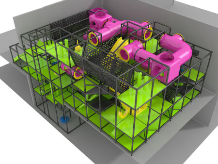 Parque de juegos interior GPS955 - (Tamaño del sistema de juego interior) - 26 pies de alto x 34 pies de ancho x 36 pies.