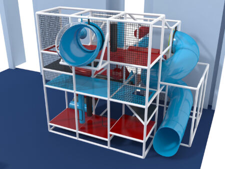 Parque infantil interior GPS962 - (Tamaño del sistema de juego interior) - 14 pies de alto x 16 pies de ancho x 16 pies.