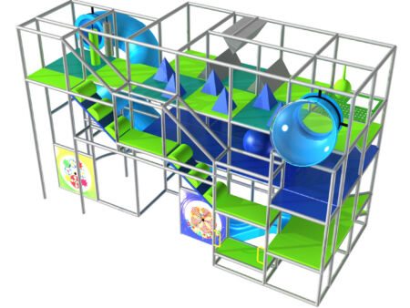 Parque infantil coberto GPS977 - 4,5 metros de altura x 3 metros de largura x 7,3 metros de comprimento.