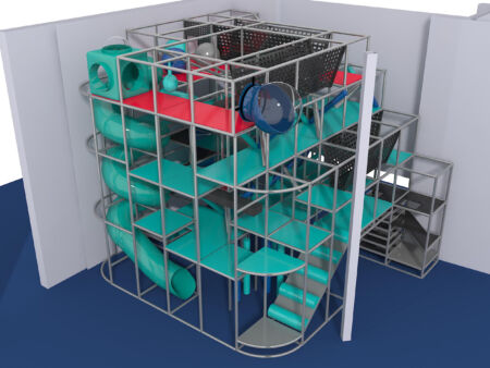 Parque infantil interior GPS1007 - 23 pies de alto x 28 pies de ancho x 24 pies.