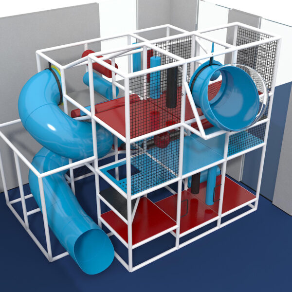 Parque infantil coberto GPS1012 – 4,27 m de altura x 4,88 m de largura x 4,88 m.