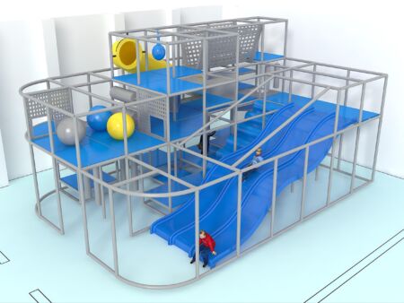 Parque infantil coberto GPS1034 - 4,5 metros de altura x 8,5 metros de largura x 6 metros de profundidade.