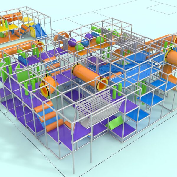 Parque infantil coberto GPS1051 – 4,5 metros de altura x 12 metros de largura x 12 metros.