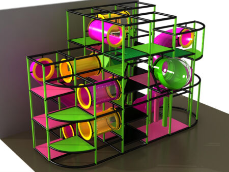 Parque infantil coberto GPS988 - 4,8 m de altura x 7,3 m de largura x 3,6 m.
