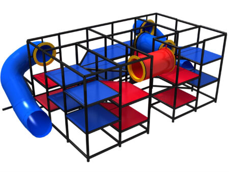 Parque infantil coberto GPS999 - 2,7 m de altura x 8,5 m de largura x 4,9 m.