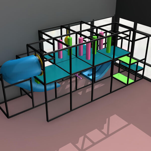 Parque infantil coberto GPS1047 – 3 metros de altura x 7,3 metros de largura x 2,4 metros de profundidade.