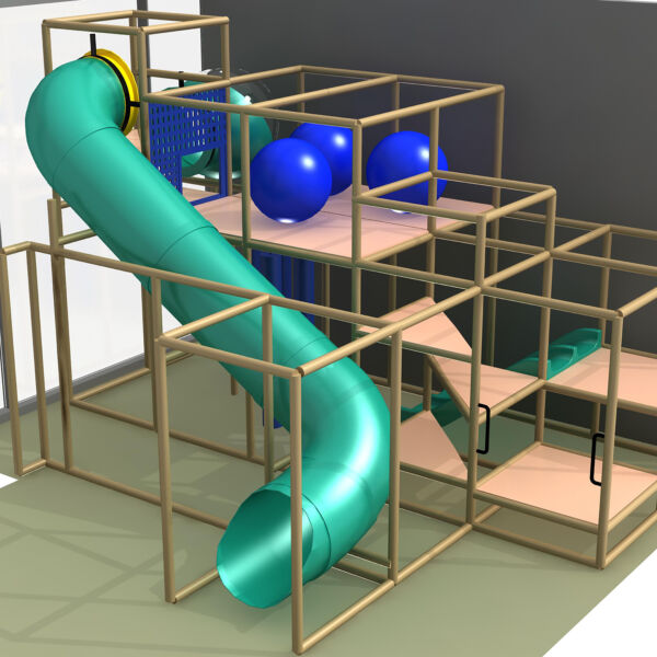 Parque infantil coberto GPS1091 – 4 metros de altura x 6 metros de largura x 5 metros.