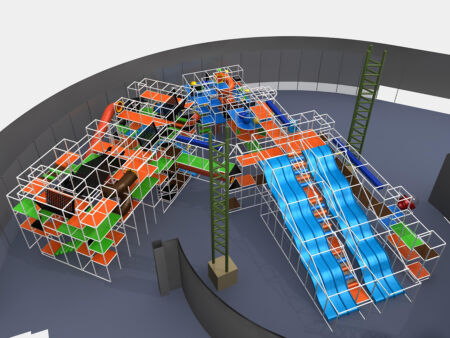 Parque infantil interior GPS1128 - 22 pies de alto x 82 pies de ancho x 91 pies.