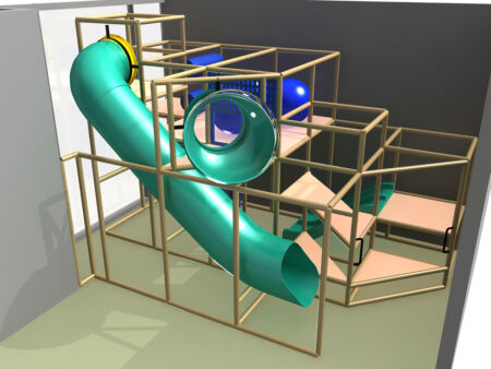 Parque infantil interior GPS240 - 13 pies de alto x 12 pies de ancho x 20 pies.