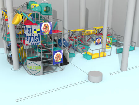 Parque infantil interior GPS1008 - 23 pies de alto x 58 pies de ancho x 24 pies.