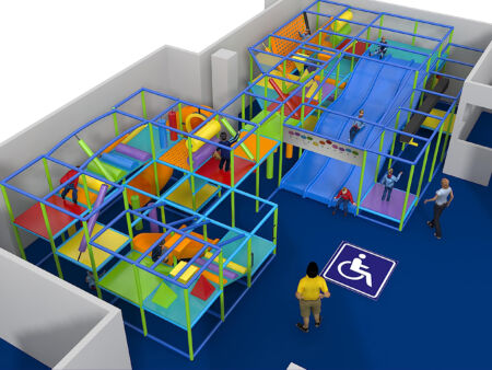 Parque infantil interior GPS1105 - 9 pies de alto x 48 pies de ancho x 24 pies.