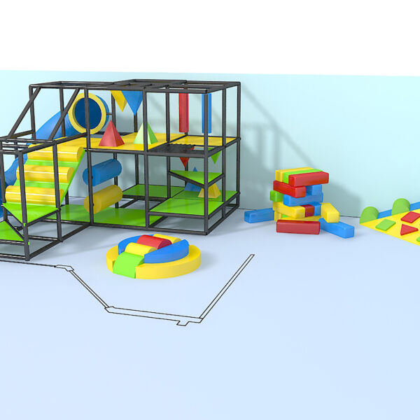 Parque infantil interior GPS1142 – 9 pies de alto x 16 pies de ancho x 16 pies.