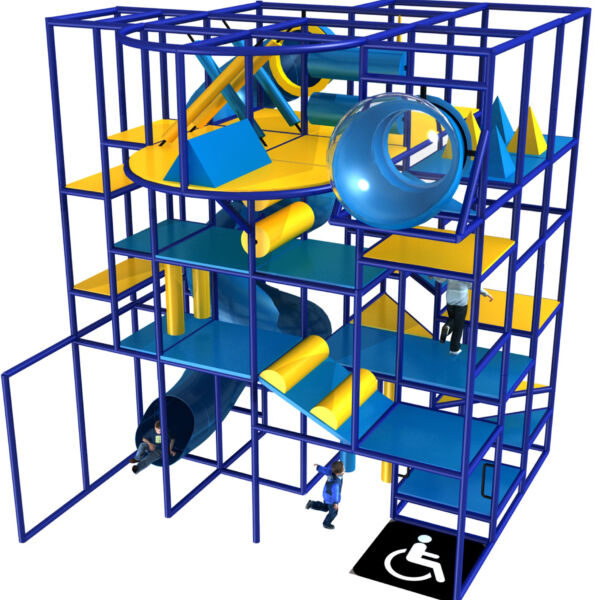 Parque infantil coberto GPS1177 – 5,8 m de altura x 4,9 m de largura x 4,9 m.