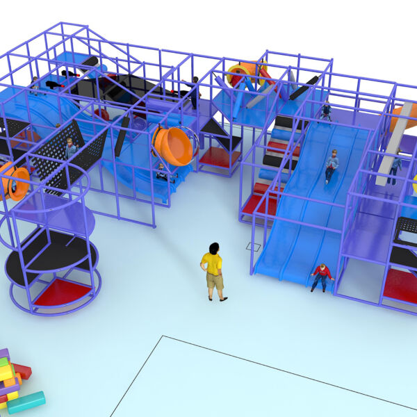 Parque infantil coberto GPS1179B – 3,35 m de altura x 15,85 m de largura x 12,2 m.