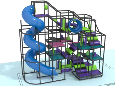 Parque infantil coberto GPS 1243 - 7 m de altura x 3 m de largura x 7,3 m de comprimento