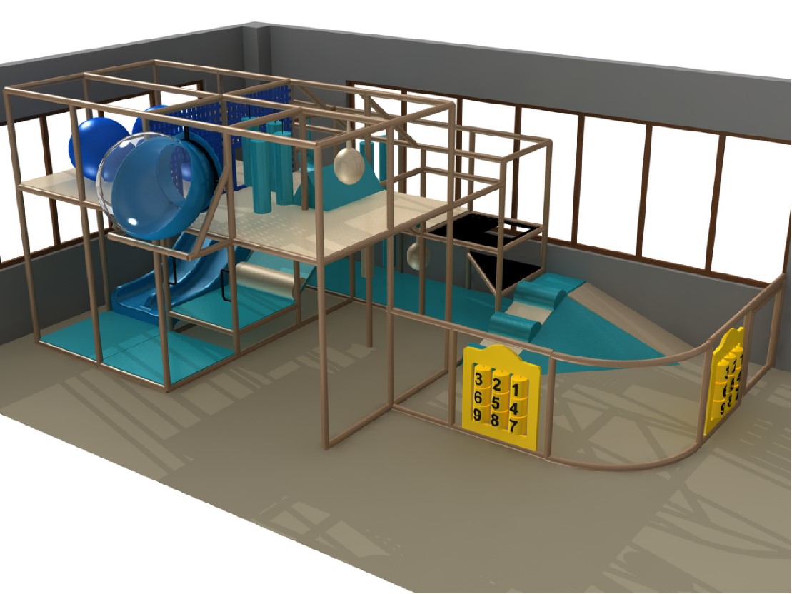Parque infantil coberto GPS 1245 - 4,8 m (altura) x 3,3 m (largura) x 8,2 m (comprimento)