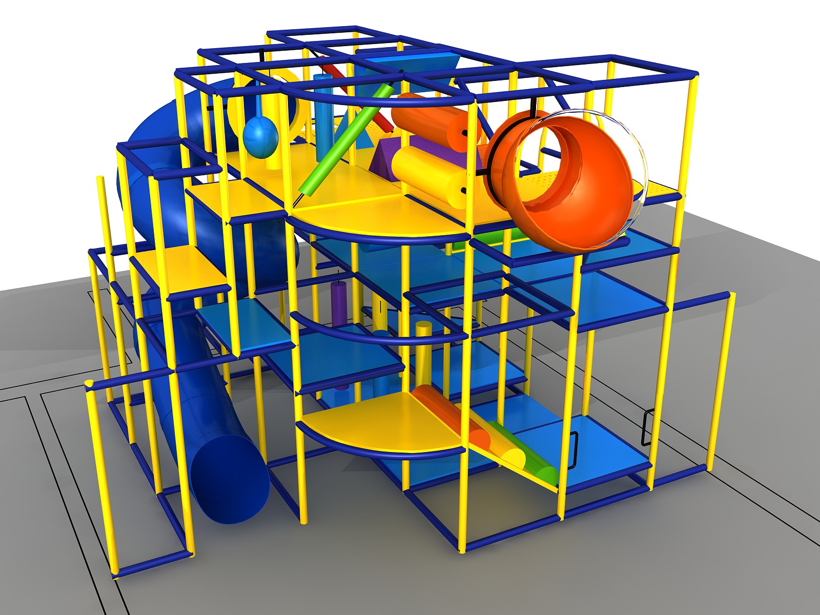 Parque infantil coberto GPS 1249 - 4,8 m (altura) x 4,5 m (largura) x 4,8 m (comprimento)
