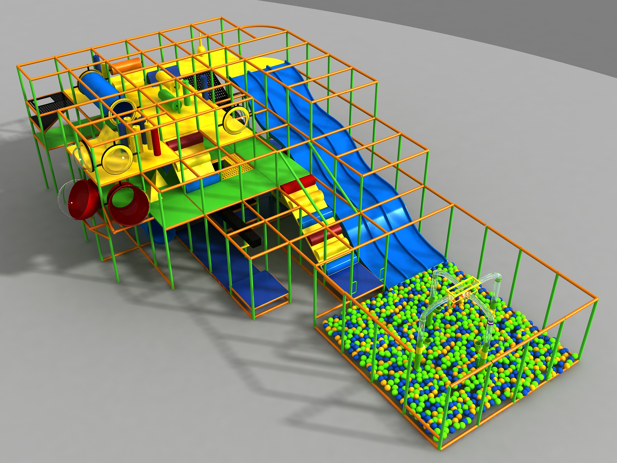 Parque infantil interior GPS 1207 - 16 m de alto x 4,5 m de ancho x 8,5 m de largo