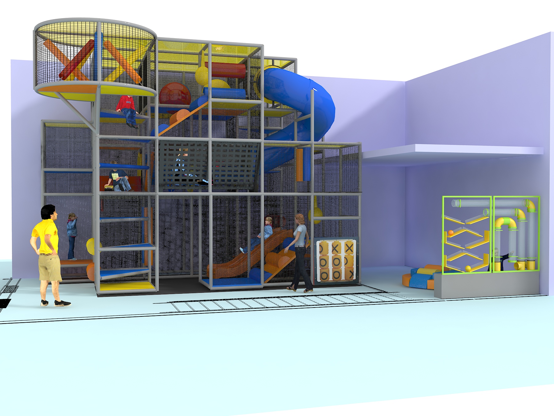 Parque infantil coberto GPS 1241 - 4,8 m (altura) x 5,5 m (largura) x 7,3 m (comprimento)