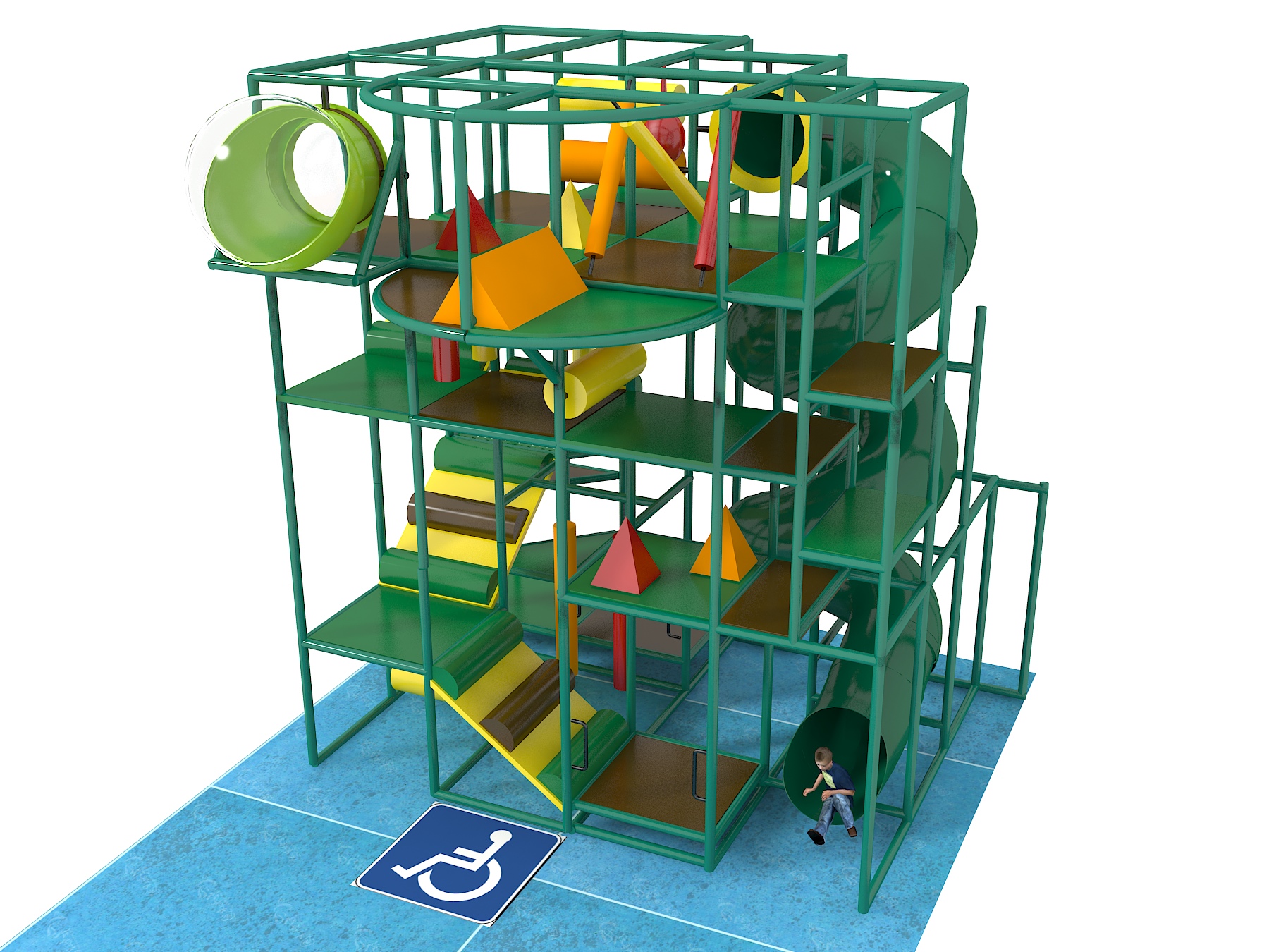 Parque infantil coberto GPS 1251 - 4,8 m (altura) x 5,8 m (largura) x 4,8 m (comprimento)