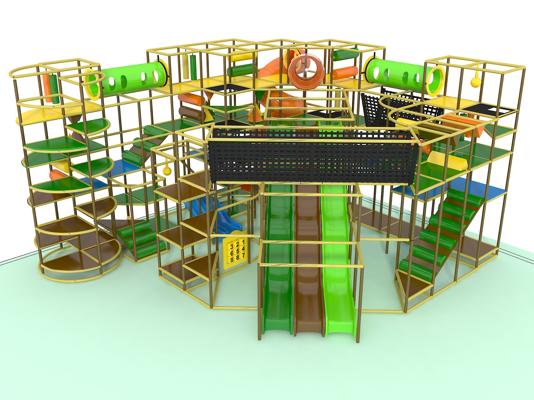 Parque infantil interior GPS 1219 - 11,9 m (alto) x 5,8 m (ancho) x 9,7 m (largo)