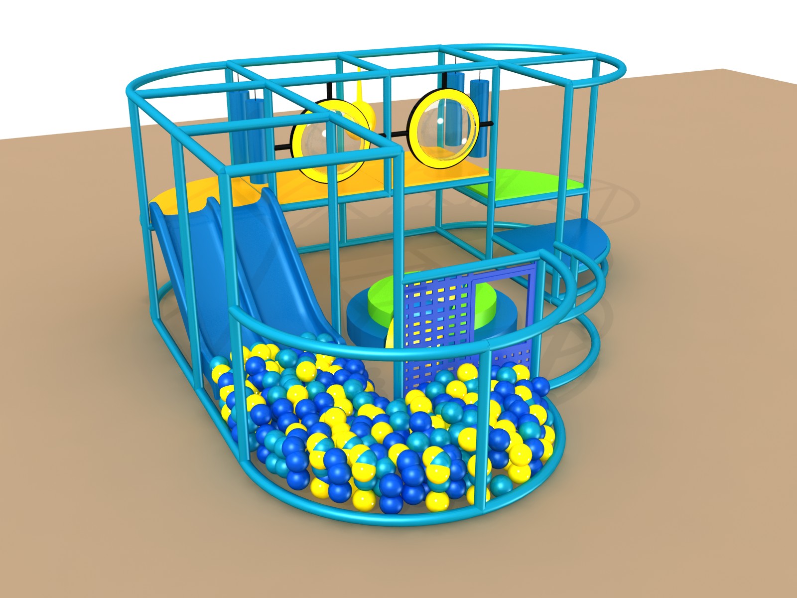 Parque infantil interior GPS 1227 (para niños pequeños) - 4,8 m (alto) x 2,1 m (ancho) x 4,8 m (largo)