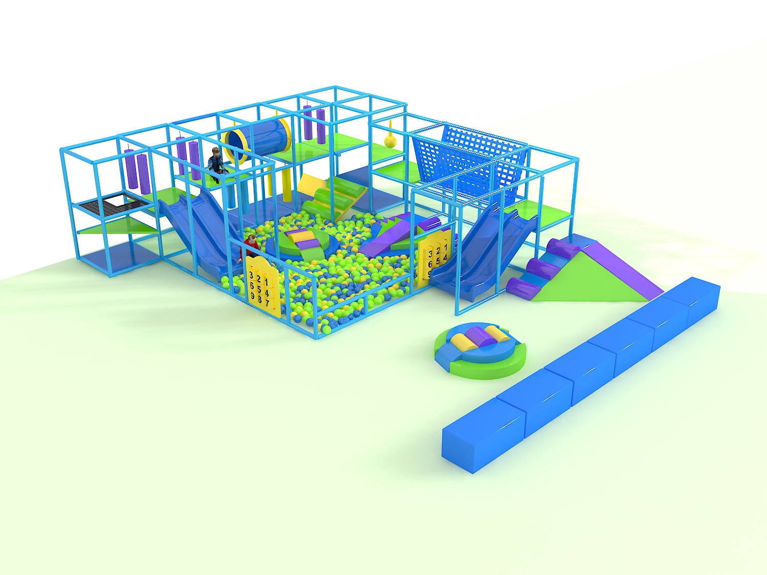 Parque infantil interior GPS 1254 (para niños pequeños) - 9,7 m (alto) x 2,4 m (ancho) x 7,3 m (largo)