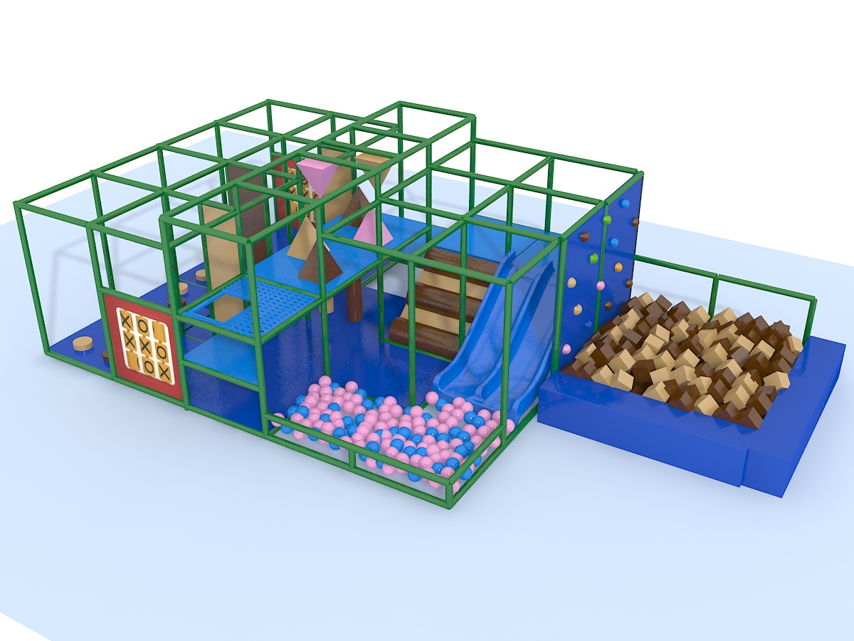 Parque infantil coberto GPS 1256 - 4,8 m de altura x 2,4 m de largura x 8,5 m de comprimento