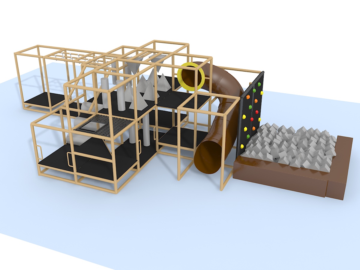 Parque infantil coberto GPS 1263 - 4,8 m (altura) x 2,7 m (largura) x 11,9 m (comprimento)