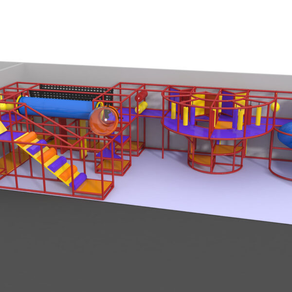 Parque infantil coberto GPS1248 – 3 metros de altura x 14,6 metros de largura x 6 metros de profundidade.