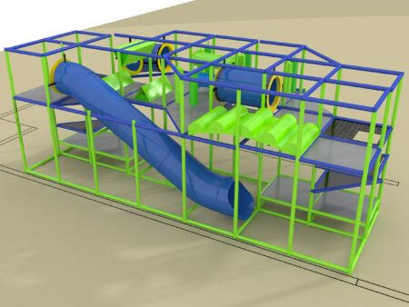 Parque infantil interior GPS1236 - 11 pies de alto x 13 pies de ancho x 28 pies.
