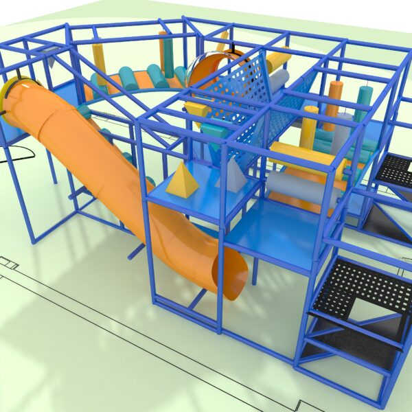 Parque infantil interior GPS1202 – 11 pies de alto x 16 pies de ancho x 25 pies.