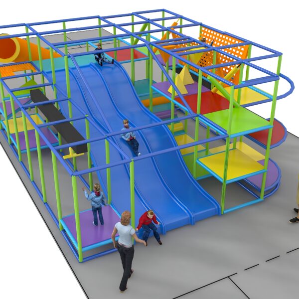 Parque infantil coberto GPS1215 – 3,35 m de altura x 8,54 m de largura x 6,10 m.