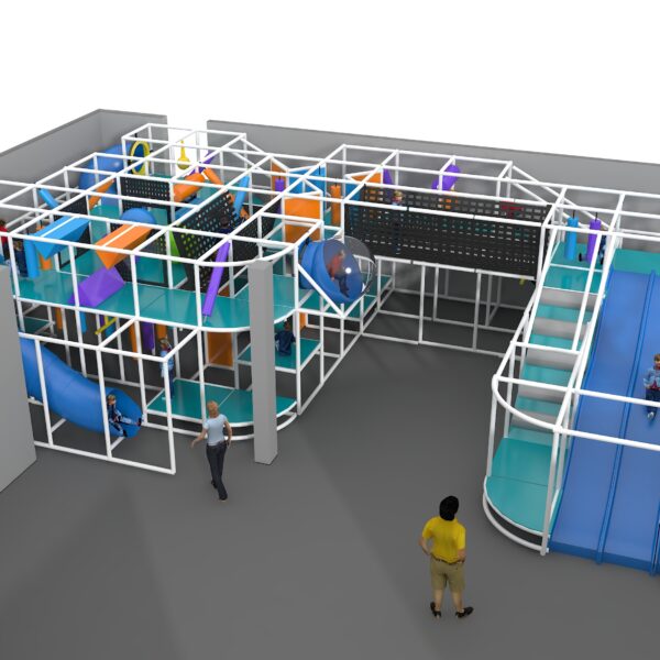 Parque infantil coberto GPS1260 – 3,35 m de altura x 14,6 m de largura x 8,5 m.