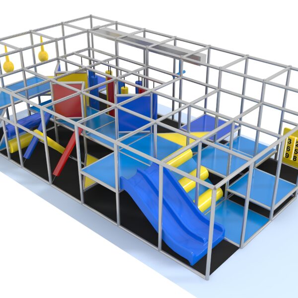 Parque infantil coberto GPS1246 – 2,7 m de altura x 4,9 m de largura x 8,5 m.