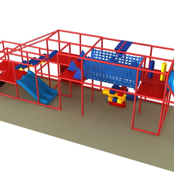 Parque infantil coberto GPS1237 – 3 metros de altura x 2,4 metros de largura x 9,7 metros de comprimento.